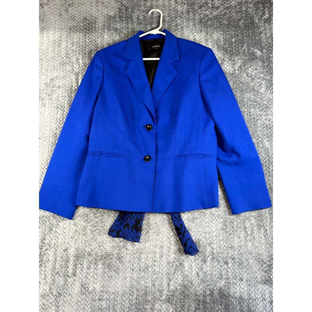Jones Wear Suit Jacket Women 14 Blue Formal Business Career Notch Lapel 2 Button